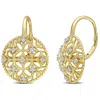 Mimi & Max 1/5ct Tw Diamond Lace Leverback Earrings In 14k Yellow Gold In Silver