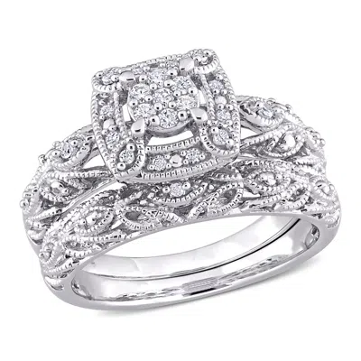 Mimi & Max 1/5ct Tw Diamond Vintage Bridal Set In Sterling Silver In White