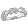 Mimi & Max 1/5ct Tw Diamond X Ring Matte Finish 14k White Gold In White