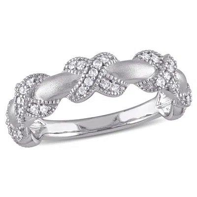 Mimi & Max 1/5ct Tw Diamond X Ring Matte Finish 14k White Gold