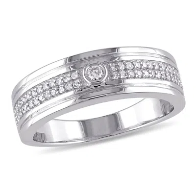 Mimi & Max 1/5ct Tw Double Row Bezel Set Diamond Ring 10k White Gold