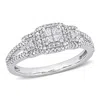 Mimi & Max 1/5ct Tw Princess And Round Diamond Split Shank Ring Sterling Silver In White