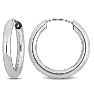 Mimi & Max 15mm Hoop Earrings In 14k White Gold In Silver