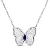Mimi & Max 1/6ct Marquise-cut Created Blue Sapphire Butterfly Necklace Sterling Silver In Blue