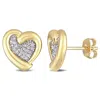 Mimi & Max 1/6ct Tdw Diamond Heart Stud Earrings In Yellow Plated Sterling Silver In Yellow