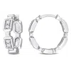 Mimi & Max 1/6ct Tdw Diamond Hoop Earrings 10k White Gold In Metallic