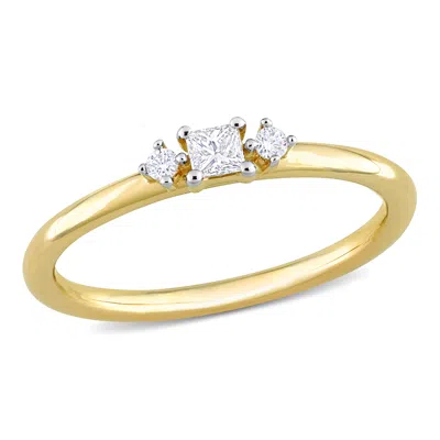 Mimi & Max 1/6ct Tdw Princess & Round Diamond Ring 14k Yellow Gold In White