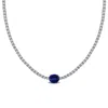 Mimi & Max 16ct Tgw Created Blue White Sapphire Solitaire Necklace Sterling Silver-17 In In Multi