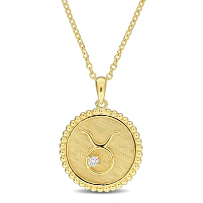 Mimi & Max 1/6ct Tgw Created White Sapphire Pisces Zodiac Sign Necklace Yellow Silver In Multi