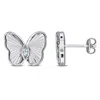 Mimi & Max 1/6ct Tgw Marquise-cut Aquamarine Butterfly Stud Earrings In Sterling Silver In Multi