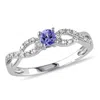 MIMI & MAX 1/6CT TGW TANZANITE AND 1/10CT TW DIAMOND INFINITY RING IN STERLING SILVER