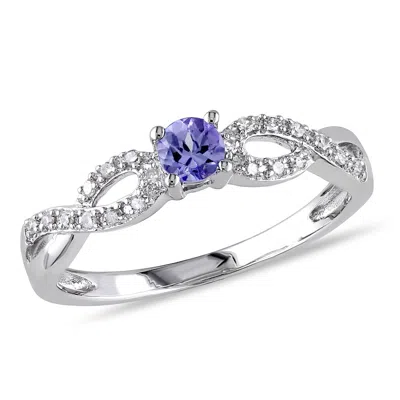 Mimi & Max 1/6ct Tgw Tanzanite And 1/10ct Tw Diamond Infinity Ring In Sterling Silver In Blue