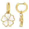 Mimi & Max 1/6ct Tgw White Topaz White Enamel Plated Flower Hoop Earrings Yellow Silver In White