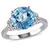 Mimi & Max 1/6ct Tw Diamond 4 3/5ct Tgw Swiss Blue Topaz Sollitaire Ring 14k White Gold In Blue