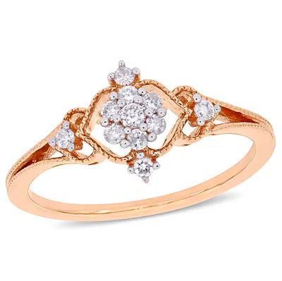 Mimi & Max 1/6ct Tw Diamond Cluster Ring 10k Rose Gold In White