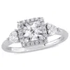 Mimi & Max 1/6ct Tw Diamond Halo Ring Sterling Silver In White