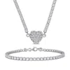 Mimi & Max 17 1/2ct Tgw Blue Topaz Created White Sapphire Heart Necklace And Bracelet Sterling Silver