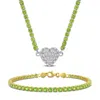 Mimi & Max 17 1/2ct Tgw Blue Topaz Created White Sapphire Heart Necklace And Bracelet Sterling Silver