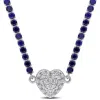 Mimi & Max 17 1/2ct Tgw Created Blue Created White Sapphire Heart Necklace Sterling Silver-17 In In Blue
