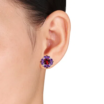 Mimi & Max 17 3/4ct Tgw Garnet And African Amethyst Jewelry Set Sterling Silver In Purple