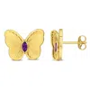 Mimi & Max 1/7ct Tgw Amethyst Butterfly Stud Earrings In 10k Yellow Gold In Purple