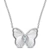 Mimi & Max 1/7ct Tgw Marquise-cut Aquamarine Butterfly Necklace In Sterling Silver-17 In In Silver