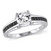 Mimi & Max 1/7ct Tw Black Diamond And Created White Sapphire Engagement Ring In Sterling Silver In Black