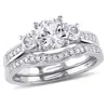 Mimi & Max 1/7ct Tw Diamond And Created White Sapphire 3-stone Vintage Bridal Set In 10k White Gold In White