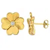 Mimi & Max 1/7ct Tw Diamond Flower Stud Earrings In 10k Yellow Gold In White