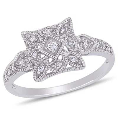 Mimi & Max 1/7ct Tw Diamond Vintage Ring In 10k White Gold