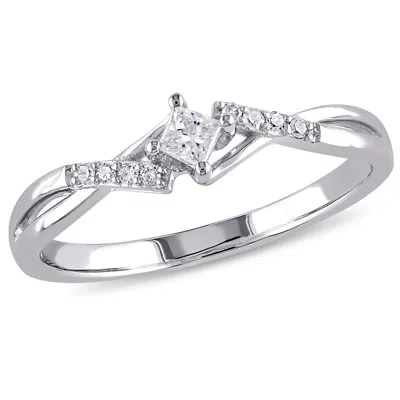 Mimi & Max 1/7ct Tw Princess Cut Diamond Engagement Ring 10k White Gold