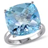 Mimi & Max 18 2/5ct Tgw Cushion-cut Sky Blue Topaz Cocktail Ring In 14k White Gold In Blue