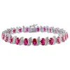 Mimi & Max 18 Ct Tgw Created Ruby S-link Bracelet In Sterling Silver-7 In In Pink