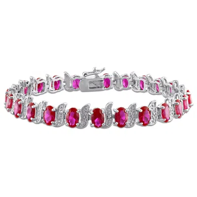 Mimi & Max 18 Ct Tgw Created Ruby S-link Bracelet In Sterling Silver-7 In In Purple