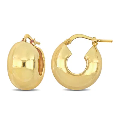 Mimi & Max 18 Mm Wide Huggie Polished Earrings In Yellow Plated Sterling Silver