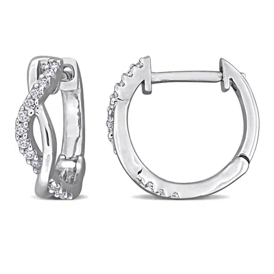 Mimi & Max 1/8ct Dew Created Moissanite Hoop Earrings In Sterling Silver In White
