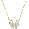 Mimi & Max 1/8ct Tdw Diamond Butterfly Pendant W/ Chain In 10k Yellow Gold In Gold