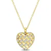 Mimi & Max 1/8ct Tdw Diamond Lattice Heart Pendant With Chain In Yellow Plated Sterling Silver - 18 In. In Gold