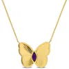 Mimi & Max 1/8ct Tgw Amethyst Butterfly Pendant Necklace In 10k Yellow Gold-17 In In Gold