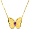 Mimi & Max 1/8ct Tgw Marquise-cut Amethyst Butterfly Necklace With Chain Yellow Silver-17 In In Purple