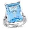 Mimi & Max 18ct Tgw Octagon-cut Blue Topaz 1/2ct Tw Diamond Ring 14k White Gold In Blue