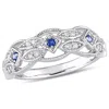 Mimi & Max 1/8ct Tgw Sapphire And 1/8ct Tw Diamond Vintage Ring 10k White Gold In Blue