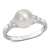 Mimi & Max 1/8ct Tw Diamond 8-8.5mm White Cultured Freshwater Pearl Ring In Sterling Silver In Silver