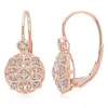 Mimi & Max 1/8ct Tw Diamond Vintage Leverback Earrings 14k Rose Gold In Pink