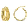 Mimi & Max 19 Mm Triple Row Textured Hoop Earrings In 14k Yellow Gold In Yellow