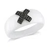 Mimi & Max 19ct Tgw White Onyx Ring 1/10ct Tw Black Diamonds 14k White Gold In White
