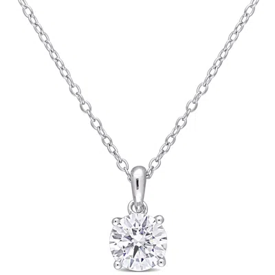 Mimi & Max 1ct Dew Created Moissanite Solitaire Pendant With Chain In Sterling Silver In White