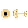 Mimi & Max 1ct Tdw Black Princess-cut Diamond Stud Earrings 14k Yellow Gold In Gold