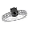 Mimi & Max 1ct Tdw Black White Diamond Vintage Ring 10k White Gold In Black