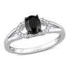 Mimi & Max 1ct Tdw Black White Oval Diamonds Oval Engagement Ring 14k White Gold In Black